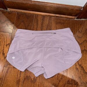 Greyish purple lulu lemon speed up low rise 2.5” shorts
